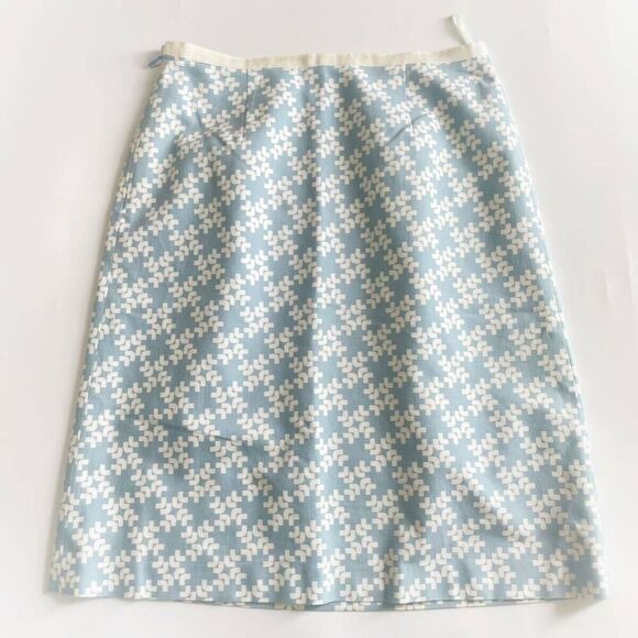 Lanvin Paris Collection Light Blue & White Patterned Skirt 38 - Picture 1 of 9